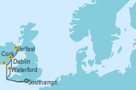 Visitando Southampton (Inglaterra), Waterford (Irlanda), Dublin (Irlanda), Belfast (Irlanda), Cork (Irlanda), Southampton (Inglaterra)