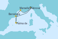 Visitando Génova (Italia), Marsella (Francia), Palma de Mallorca (España), Barcelona, Génova (Italia)