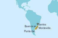 Visitando Santos (Brasil), Montevideo (Uruguay), Buenos aires, Buenos aires, Punta del Este (Uruguay), Santos (Brasil)