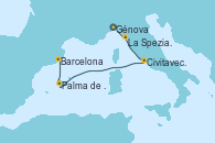 Visitando Génova (Italia), La Spezia, Florencia y Pisa (Italia), Civitavecchia (Roma), Palma de Mallorca (España), Barcelona