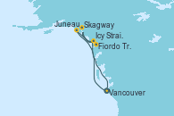 Visitando Vancouver (Canadá), Icy Strait Point (Alaska), Skagway (Alaska), Fiordo Tracy Arm (Alaska), Juneau (Alaska), Vancouver (Canadá)
