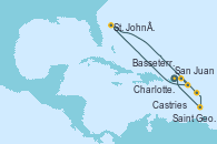 Visitando San Juan (Puerto Rico), Charlotte Amalie (St. Thomas), Basseterre (Antillas), St. John´s (Antigua y Barbuda), Castries (Santa Lucía/Caribe), Saint George (Grenada), San Juan (Puerto Rico)