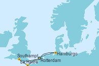 Visitando Rotterdam (Holanda), Le Havre (Francia), Southampton (Inglaterra), Hamburgo (Alemania), Rotterdam (Holanda)
