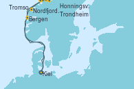 Visitando Kiel (Alemania), Nordfjordeid, Honningsvag (Noruega), Honningsvag (Noruega), Tromso (Noruega), Trondheim (Noruega), Bergen (Noruega), Kiel (Alemania)