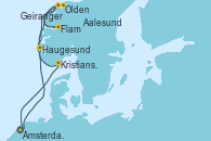 Visitando Ámsterdam (Holanda), Olden (Noruega), Flam (Noruega), Geiranger (Noruega), Aalesund (Noruega), Haugesund (Noruega), Kristiansand (Noruega), Ámsterdam (Holanda)