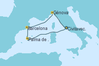 Visitando Civitavecchia (Roma), Palma de Mallorca (España), Barcelona, Génova (Italia), Civitavecchia (Roma)