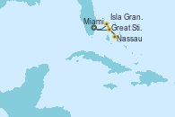 Visitando Miami (Florida/EEUU), Great Stirrup Cay (Bahamas), Nassau (Bahamas), Isla Gran Bahama (Florida/EEUU), Miami (Florida/EEUU)
