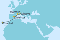 Visitando Funchal (Madeira), Valencia, Marsella (Francia), Génova (Italia)