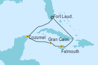 Visitando Fort Lauderdale (Florida/EEUU), Cozumel (México), Gran Caimán (Islas Caimán), Falmouth (Jamaica), Fort Lauderdale (Florida/EEUU)
