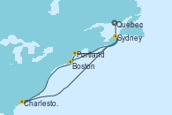 Visitando Quebec (Canadá), Charleston (Carolina del Sur), Sydney (Nueva Escocia/Canadá), Portland (Maine/Estados Unidos), Boston (Massachusetts)