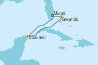 Visitando Miami (Florida/EEUU), Cozumel (México), Great Stirrup Cay (Bahamas), Miami (Florida/EEUU)