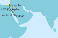 Visitando Jeddah (Arabia Saudí), Yanbu al Bahr, Arabia Saud, Sokhna Port (Egipto), Safaga (Egipto), Aqaba (Jordania), Jeddah (Arabia Saudí)