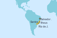Visitando Salvador de Bahía (Brasil), Ilheus (Brasil), Río de Janeiro (Brasil), Santos (Brasil), Salvador de Bahía (Brasil)