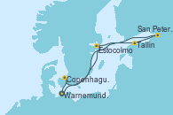 Visitando Warnemunde (Alemania), Estocolmo (Suecia), Tallin (Estonia), San Petersburgo (Rusia), Copenhague (Dinamarca), Warnemunde (Alemania)