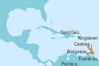 Visitando Fuerte de France (Martinica), Pointe a Pitre (Guadalupe), Castries (Santa Lucía/Caribe), Bridgetown (Barbados), Kingstown (Granadinas), Saint George (Grenada), Fuerte de France (Martinica)