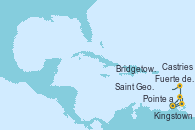Visitando Pointe a Pitre (Guadalupe), Bridgetown (Barbados), Kingstown (Granadinas), Saint George (Grenada), Castries (Santa Lucía/Caribe), Fuerte de France (Martinica), Pointe a Pitre (Guadalupe)