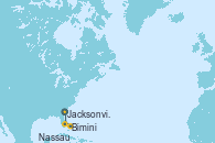 Visitando Jacksonville (Florida/EEUU), Bimini (Bahamas), Nassau (Bahamas), Jacksonville (Florida/EEUU)