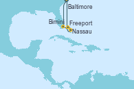 Visitando Baltimore (Maryland), Bimini (Bahamas), Nassau (Bahamas), Freeport (Bahamas), Baltimore (Maryland)