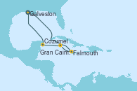 Visitando Galveston (Texas), Falmouth (Jamaica), Gran Caimán (Islas Caimán), Cozumel (México), Galveston (Texas)