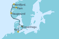 Visitando Copenhague (Dinamarca), Nordfjordeid, Flam (Noruega), Haugesund (Noruega), Kiel (Alemania), Copenhague (Dinamarca)