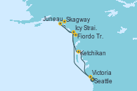 Visitando Seattle (Washington/EEUU), Icy Strait Point (Alaska), Skagway (Alaska), Juneau (Alaska), Fiordo Tracy Arm (Alaska), Ketchikan (Alaska), Victoria (Canadá), Seattle (Washington/EEUU)