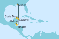 Visitando Mobile (Alabama), Cozumel (México), Costa Maya (México), Belize (Caribe), Roatán (Honduras), Mobile (Alabama)
