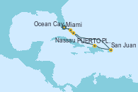 Visitando Miami (Florida/EEUU), Nassau (Bahamas), San Juan (Puerto Rico), Puerto Plata, Republica Dominicana, Ocean Cay MSC Marine Reserve (Bahamas), Miami (Florida/EEUU)