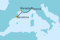 Visitando Savona (Italia), Barcelona, Marsella (Francia), Savona (Italia)