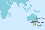 Visitando Sydney (Australia), Eden (Nueva Gales), Hobart (Australia), Hobart (Australia), Newcastle (Australia), Sydney (Australia)