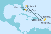 Visitando Fort Lauderdale (Florida/EEUU), CocoCay (Bahamas), Charlotte Amalie (St. Thomas), Philipsburg (St. Maarten), Basseterre (Antillas), St. John´s (Antigua y Barbuda), Fort Lauderdale (Florida/EEUU)