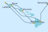 Visitando Vancouver (Canadá), Hilo (Hawai), Kauai (Hawai), Kailua Kona (Hawai/EEUU), Lahaina (Hawai), Honolulu (Hawai)