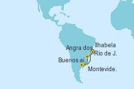 Visitando Río de Janeiro (Brasil), Angra dos Reis (Brasil), Ilhabela (Brasil), Montevideo (Uruguay), Buenos aires, Río de Janeiro (Brasil)