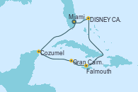 Visitando Miami (Florida/EEUU), Cozumel (México), Gran Caimán (Islas Caimán), Falmouth (Jamaica), DISNEY CASTAWAY CAY, Miami (Florida/EEUU)