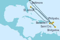 Visitando Baltimore (Maryland), Saint Croix (Islas Vírgenes), Philipsburg (St. Maarten), St. John´s (Antigua y Barbuda), Bridgetown (Barbados), Basseterre (Antillas), Baltimore (Maryland)
