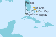 Visitando Tampa (Florida), Cayo Hueso (Key West/Florida), Isla Gran Bahama (Florida/EEUU), CocoCay (Bahamas), Nassau (Bahamas), Tampa (Florida)