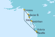 Visitando Seattle (Washington/EEUU), Juneau (Alaska), Sitka (Alaska), Glaciar Bay (Alaska), Ketchikan (Alaska), Victoria (Canadá), Seattle (Washington/EEUU)