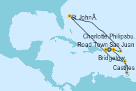 Visitando San Juan (Puerto Rico), Road Town (Isla Tórtola/Islas Vírgenes), Castries (Santa Lucía/Caribe), Bridgetown (Barbados), St. John´s (Antigua y Barbuda), Philipsburg (St. Maarten), Charlotte Amalie (St. Thomas), San Juan (Puerto Rico)