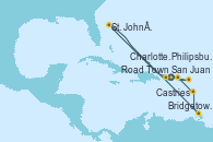 Visitando San Juan (Puerto Rico), Road Town (Isla Tórtola/Islas Vírgenes), Philipsburg (St. Maarten), St. John´s (Antigua y Barbuda), Bridgetown (Barbados), Castries (Santa Lucía/Caribe), Charlotte Amalie (St. Thomas), San Juan (Puerto Rico)