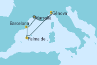 Visitando Marsella (Francia), Génova (Italia), Palma de Mallorca (España), Barcelona, Marsella (Francia)