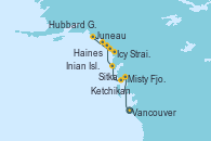 Visitando Vancouver (Canadá), Misty Fjords (CRUCERO), Ketchikan (Alaska), Sitka (Alaska), Hubbard Glacier, Alaska, Inian Islands (Alaska/Usa), Icy Strait Point (Alaska), Haines (Alaska), Juneau (Alaska)