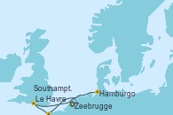 Visitando Zeebrugge (Bruselas), Le Havre (Francia), Southampton (Inglaterra), Hamburgo (Alemania)