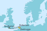 Visitando Southampton (Inglaterra), Rotterdam (Holanda), Zeebrugge (Bruselas), Southampton (Inglaterra)
