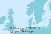 Visitando Le Havre (Francia), Zeebrugge (Bruselas), Rotterdam (Holanda), Hamburgo (Alemania), Hamburgo (Alemania)