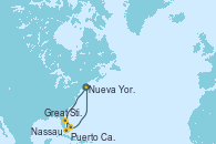 Visitando Nueva York (Estados Unidos), Puerto Cañaveral (Florida), Puerto Cañaveral (Florida), Great Stirrup Cay (Bahamas), Nassau (Bahamas), Nueva York (Estados Unidos)