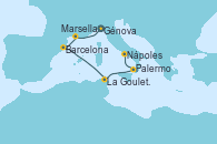 Visitando Génova (Italia), Marsella (Francia), Barcelona, La Goulette (Tunez), Palermo (Italia), Nápoles (Italia)