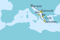Visitando Venecia (Italia), Dubrovnik (Croacia), Bar ( Montenegro), Corfú (Grecia), Zakinthos (Grecia), Bari (Italia)