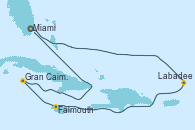 Visitando Miami (Florida/EEUU), Labadee (Haiti), Falmouth (Jamaica), Gran Caimán (Islas Caimán), Miami (Florida/EEUU)