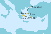 Visitando Estambul (Turquía), Chios (Grecia), Cos (Grecia), Mykonos (Grecia), Atenas (Grecia)