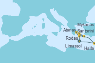 Visitando Limassol (Chipre), Santorini (Grecia), Atenas (Grecia), Rodas (Grecia), Mykonos (Grecia), Haifa (Israel), Limassol (Chipre)