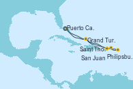Visitando Puerto Cañaveral (Florida), Philipsburg (St. Maarten), Saint Thomas (Islas Vírgenes), San Juan (Puerto Rico), Grand Turks(Turks & Caicos), Puerto Cañaveral (Florida)